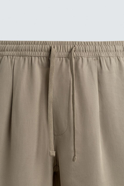 ZARA БРЮКИ REGULAR FIT ИЗ 100% ЛИОЦЕЛЛА, РЫЖЕВАТО-КОРИЧНЕВЫЙ