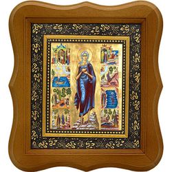 Мария Египетская Преподобная с житием. Икона на холсте.