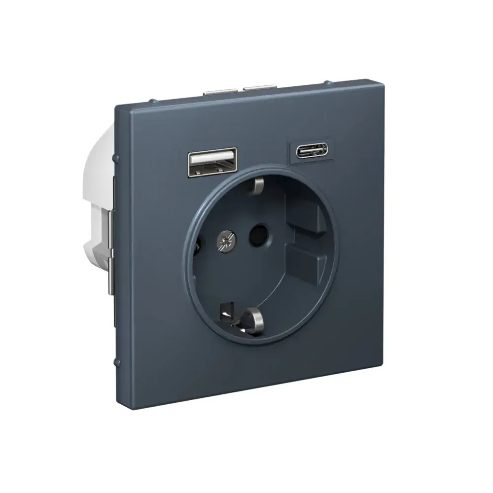 ARTGALLERY РОЗЕТКА 16А с 2 USB A+C, 5В/2,4А/3,0А, 2х5В/1,5А, механизм, ГРИФЕЛЬ