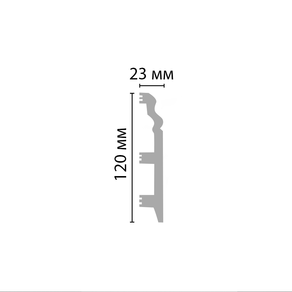 Плинтус напольный дюрополимер под покраску D233 120×23×2000 мм DecoMaster