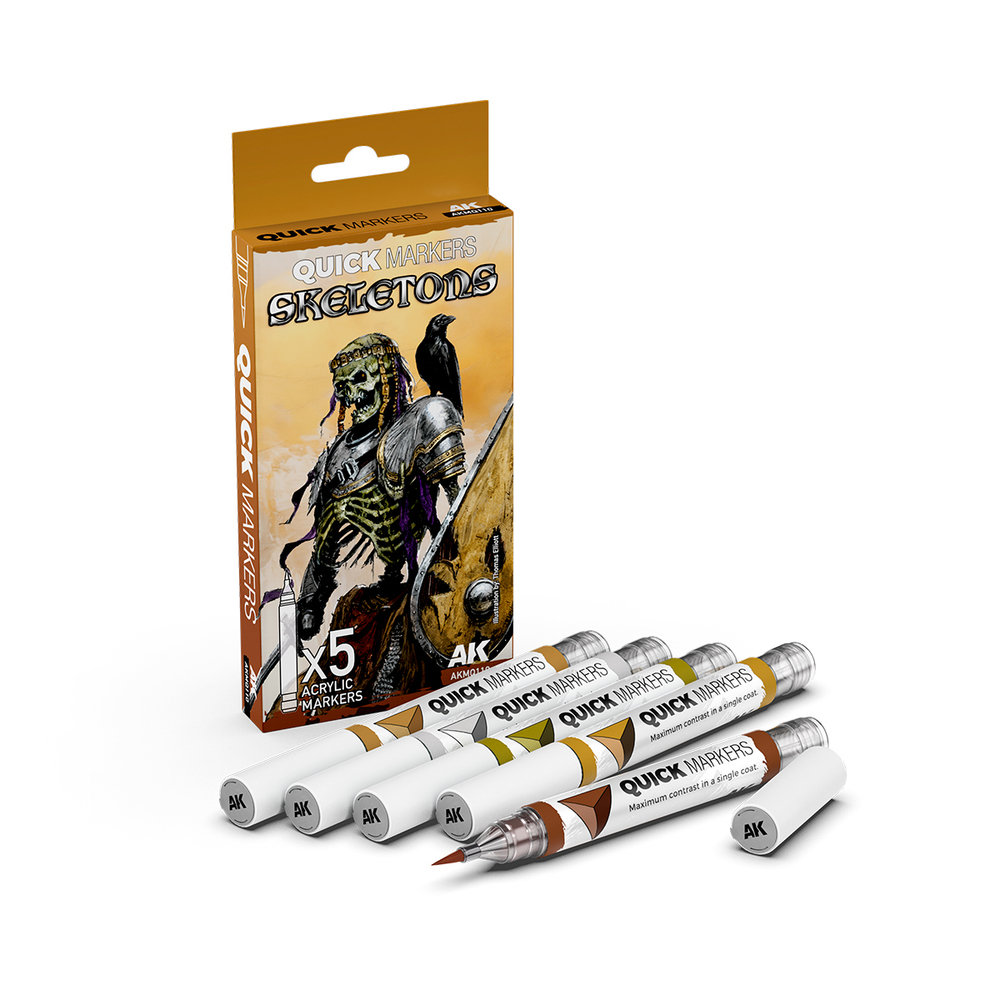 Набор акриловых маркеров AK Interactive Quick Marker Set - Skeletons