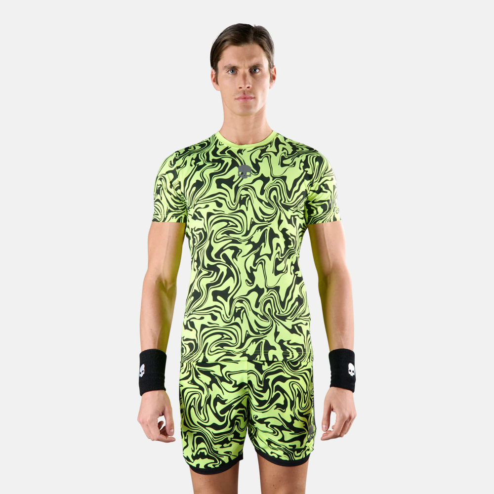 Мужское теннисное поло Hydrogen Tech Chrome T-Shirt Men - Yellow, Black