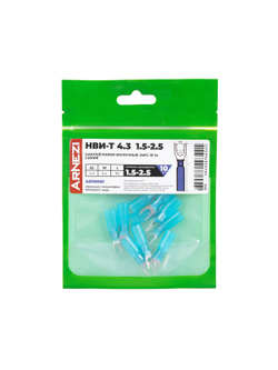 Наконечники вилочные НВИ-Т 4.3 (1.5-2.5) AWG(16-14) U=4.3мм (10штук) синие, , Max Вт ARNEZI A0110061