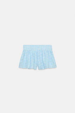ZARA РАСКЛЕШЕННЫЕ ШОРТЫ С ПРИНТОМ, СИНИЙ/БЕЛЫЙ