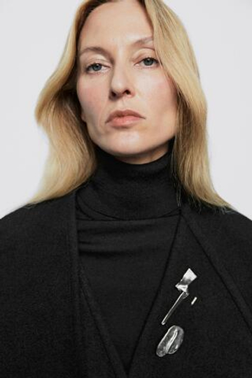 Massimo Dutti Пончо из смеси шерсти и кашемира - Limited Edition, черный