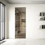 Межкомнатная алюминиевая дверь покрытая шпоном в скрытом коробе Loft 14 стекло бронзовое прозрачное