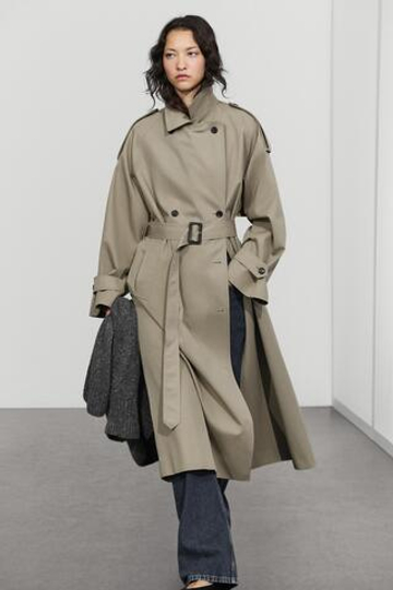 Massimo Dutti Двубортный тренч, бежевый
