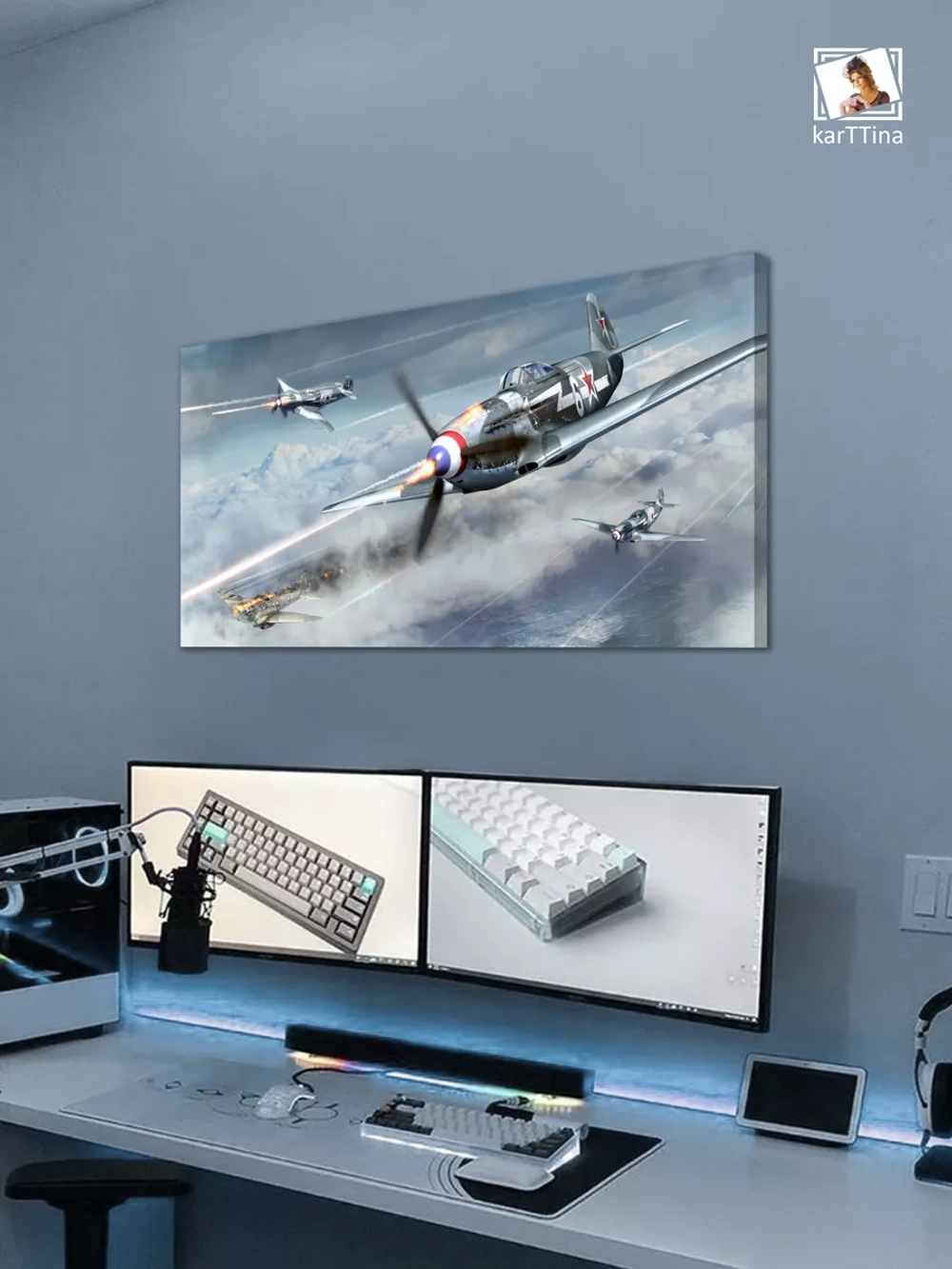 Картина на стену "Як-3", 80х40 см