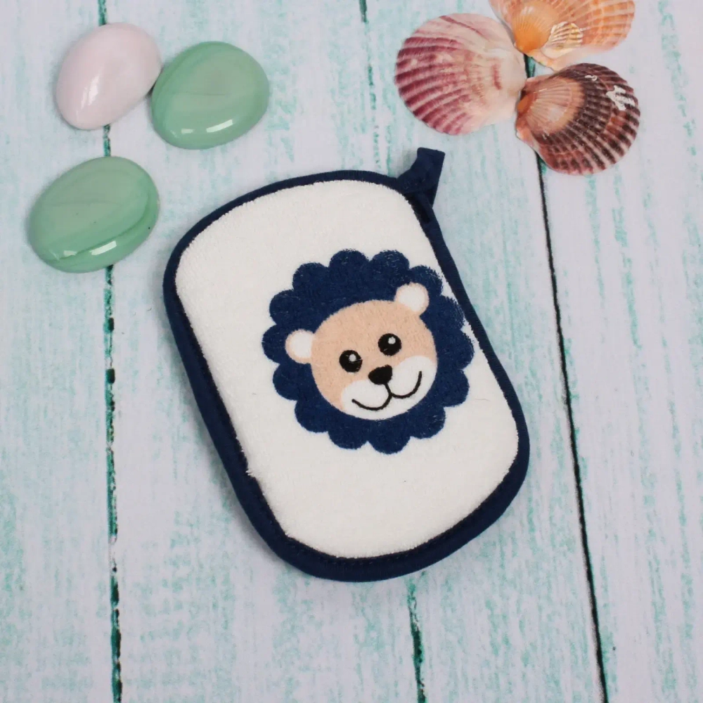 Губка для тела махровая детская «Happy baby - Львёнок Ричард» , 13*8,5 см (ZIP пакет)