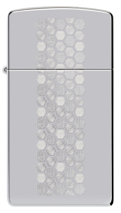Зажигалка ZIPPO Slim Honeycomb Design с покрытием High Polish Chrome, латунь/сталь, серебристая, 29x