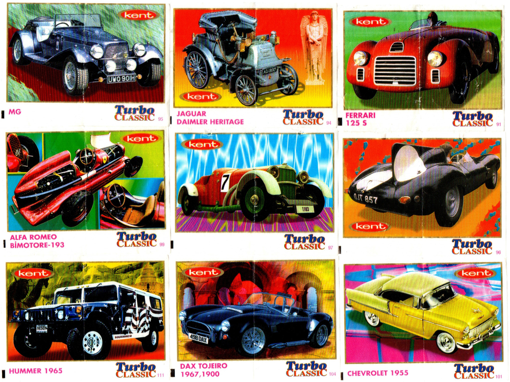 Вкладыши от жвачки Turbo Classic - Турбо Классик. 25 штук без повторов. Серия 71 - 140