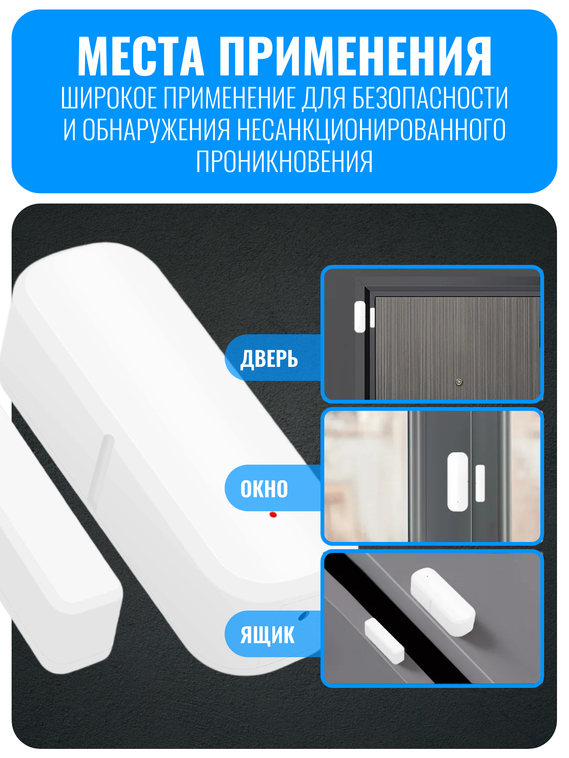 Умный Wi-Fi датчик открытия дверей и окон Smart Aura