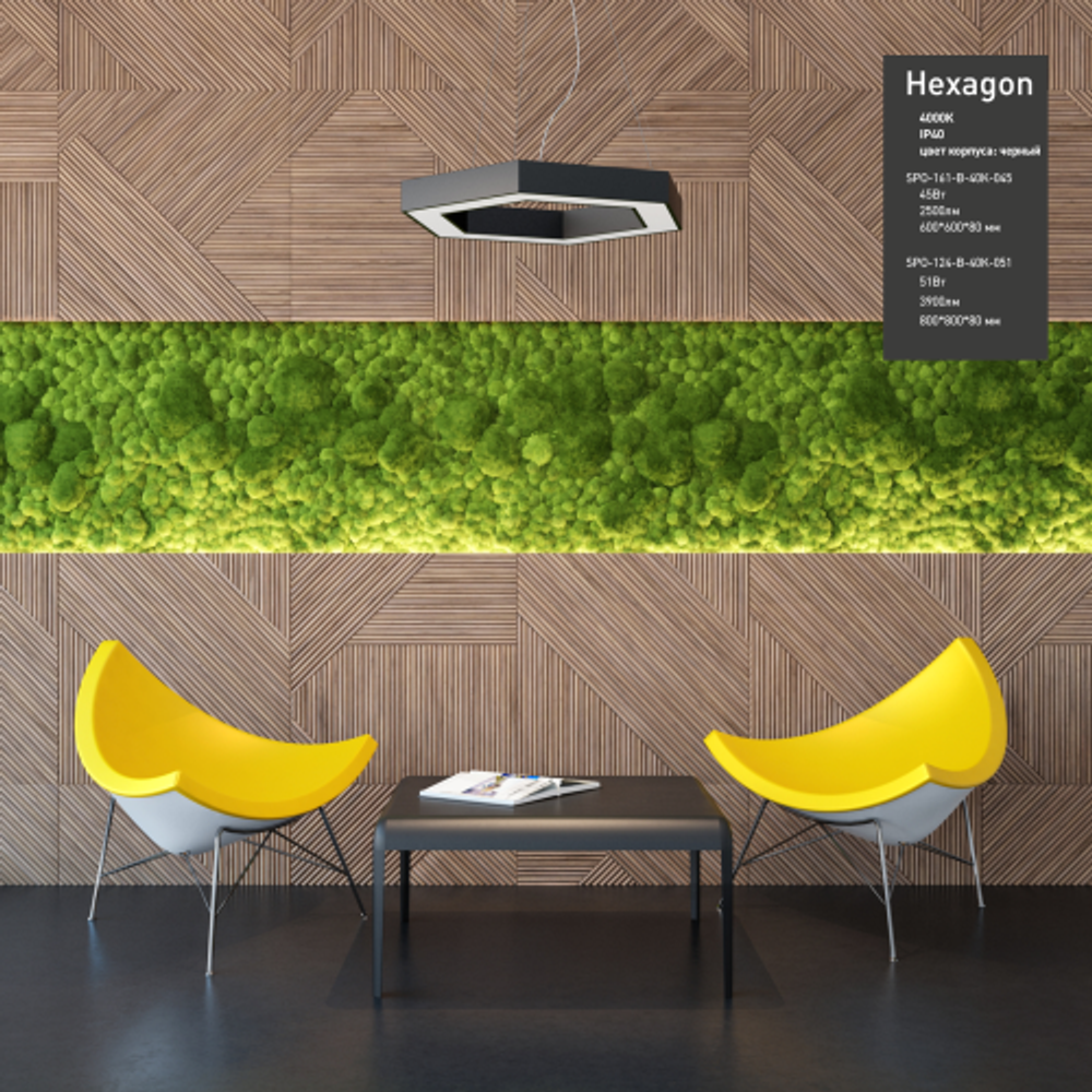 Светильник LED ЭРА Geometria SPO-123-B-40K-045 Hexagon 45Вт 4000К 2500Лм IP40 600*600*80 черный подвесной | Декоративные светильники Geometria
