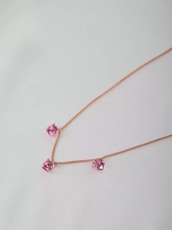 Колье Миражи с розовыми кристаллами-кубиками Swarovski