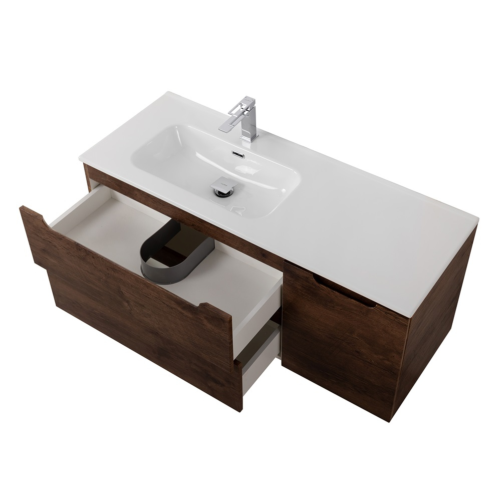 Подвесная тумба с раковиной BelBagno ETNA 120 Rovere Moro левая, ETNA-1200-2C-1A-SO-RW-L + BB1200ETL-L