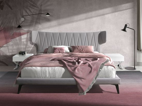 Кровать 7160/GC1801 Angel Cerda из светло-серой ткани 180x200
