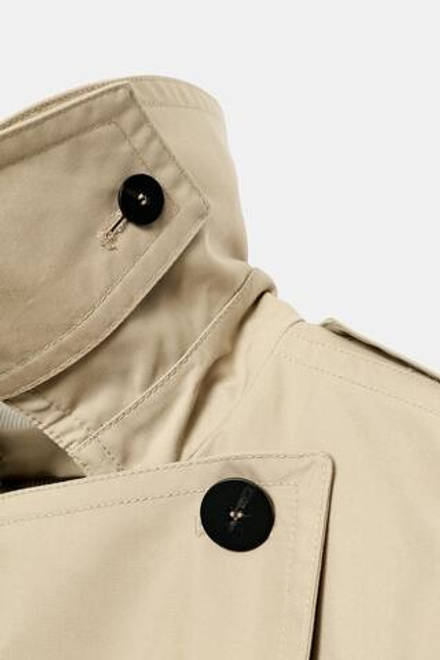 ZARA КОРОТКИЙ ТРЕНЧ WATER-REPELLENT — ZW COLLECTION, СВЕТЛО-БЕЖЕВЫЙ