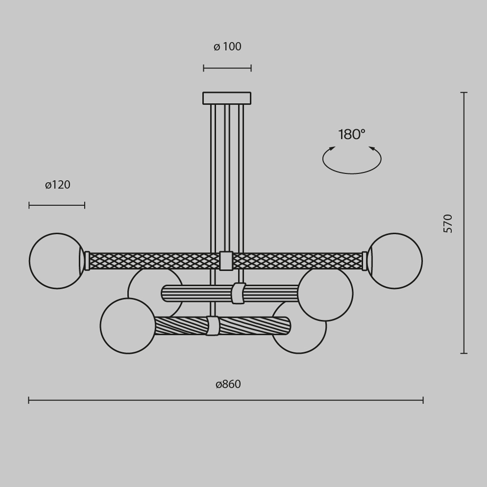 Люстра на штанге Maytoni Teatro MOD287PL-06BS