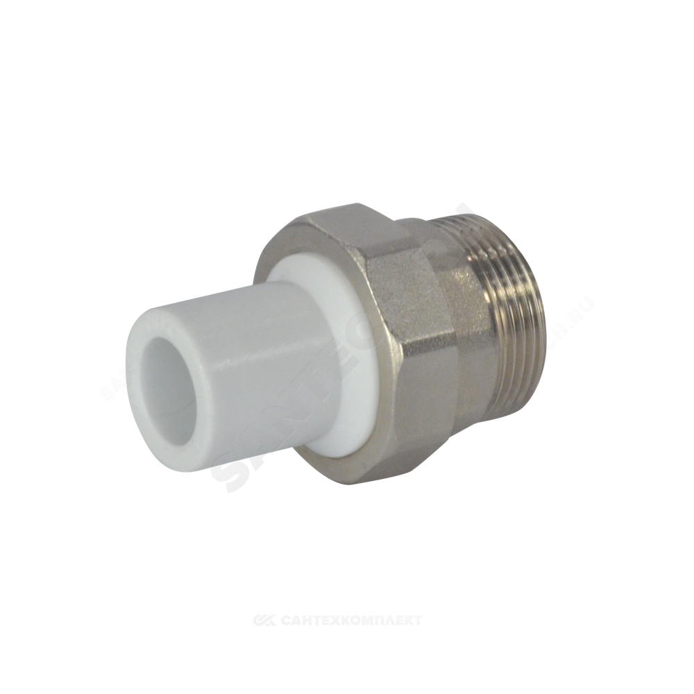 Муфта трубная PP-R комбинированная разъемная белая Дн 25х3/4" Ру25 наруж пайка/НР VALFEX 10158020