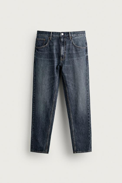 ZARA УКОРОЧЕННЫЕ ДЖИНСЫ SLIM FIT, МОРСКОЙ СИНИЙ