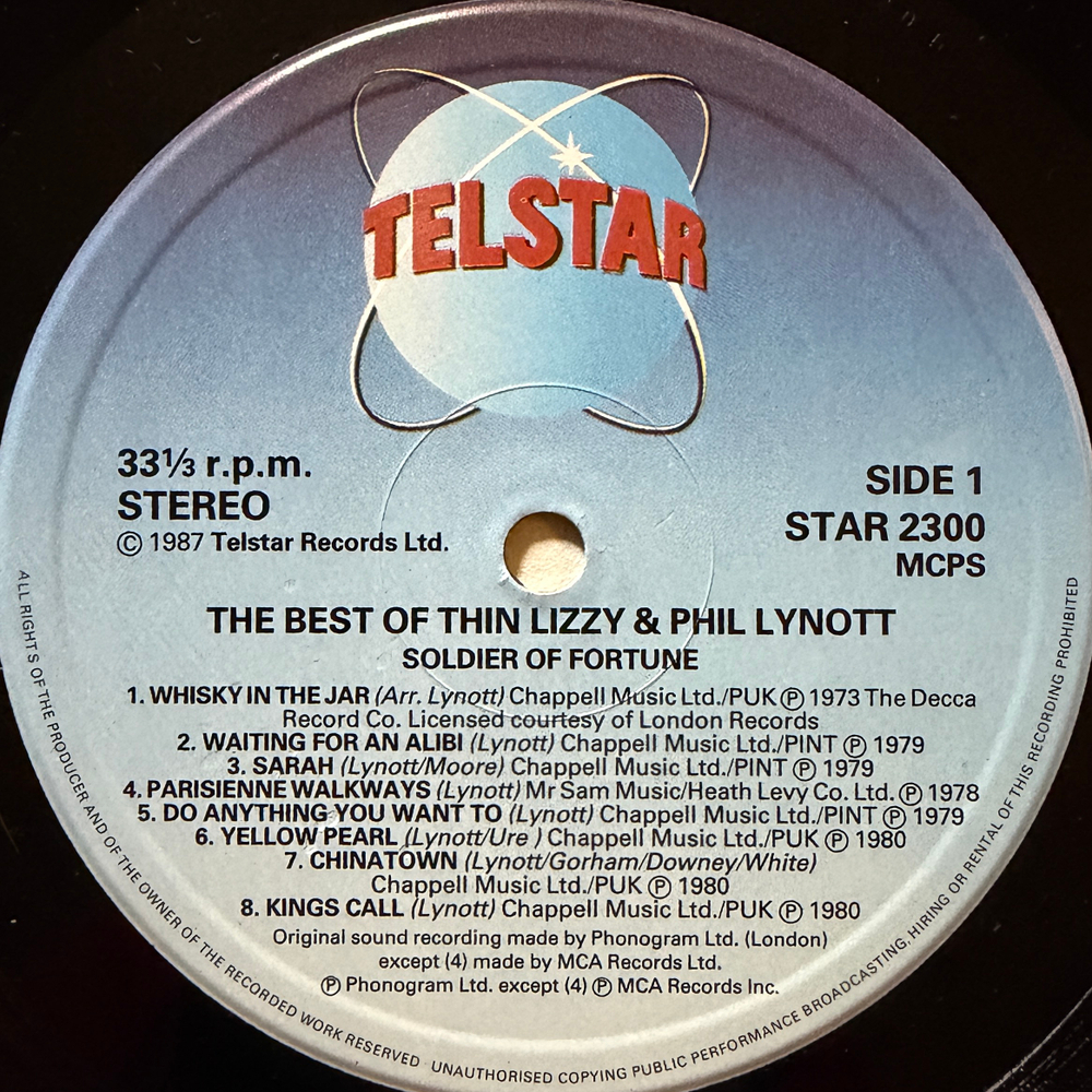 Phil Lynott And Thin Lizzy – The Best Of - Soldier Of Fortune (Англия 1987г.)