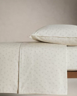 ZARA HOME ДЕТСКАЯ ПРОСТЫНЯ НА РЕЗИНКЕ С ЦВЕТОЧНЫМ ПРИНТОМ, СИНИЙ