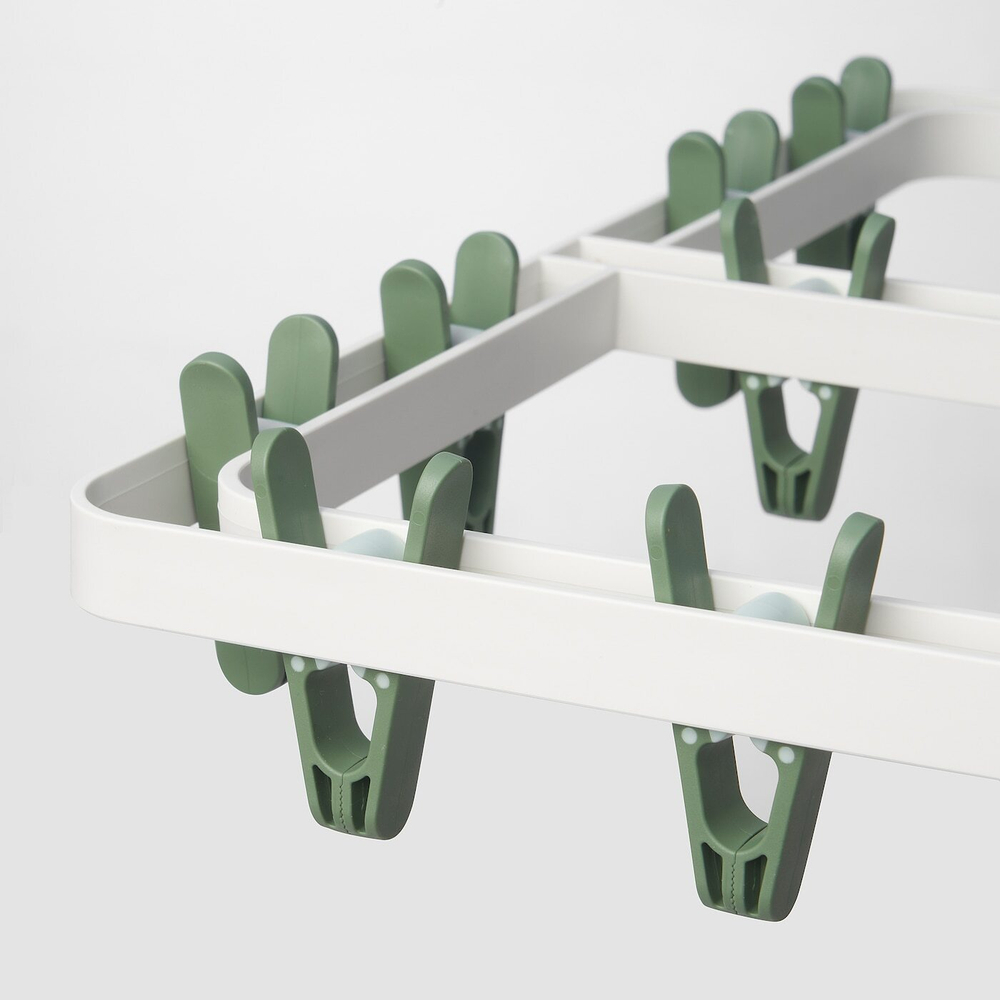IKEA SLIBB (ИКЕА СЛИББ) — Подвесная сушилка 24 прищепки, зеленый, фото 5