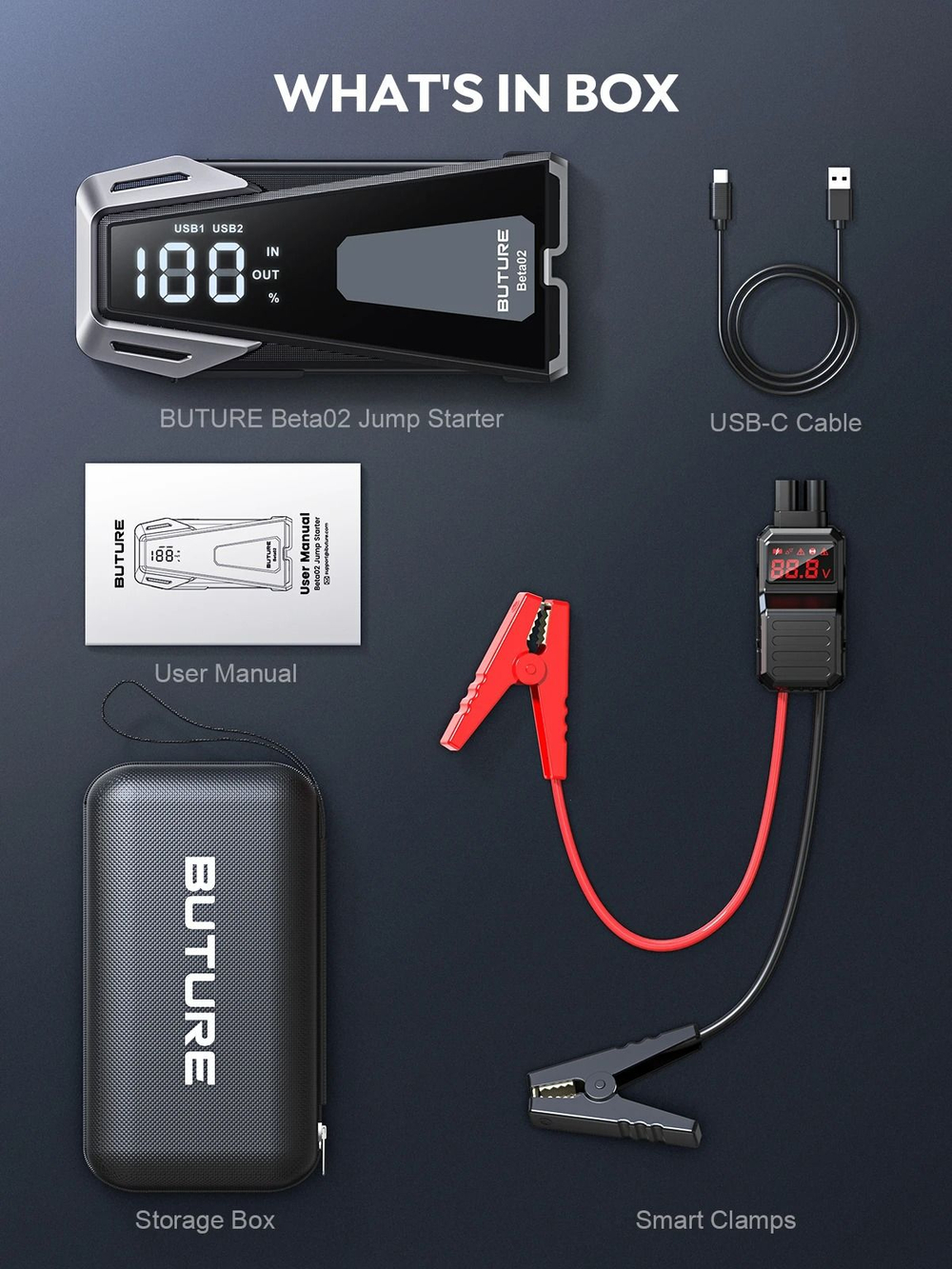 Устройство пусковое портативное бустер 21800mAh 80,66Wh BUTURE BETA02