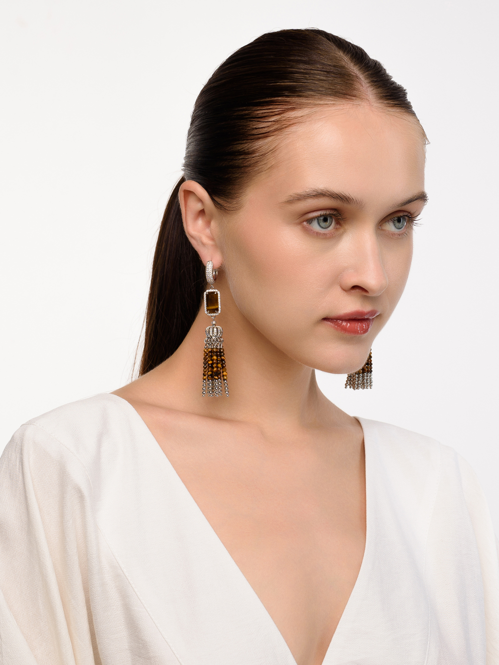 Серьги из тигрового глаза