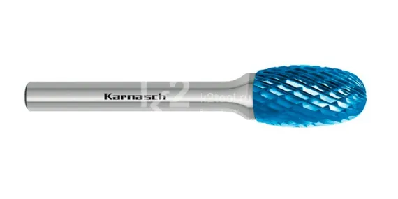 Борфреза твердосплавная Karnasch форма E (овал), 3х6х3х38 мм, универсальная насечка HP-3, покрытие Blue-Tec, арт. 11.5041-010