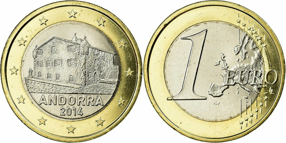 Андорра 1 евро, 2014-2022 XF
