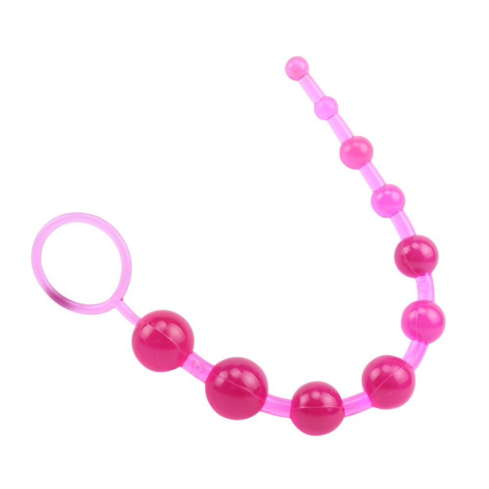 Розовая анальная цепочка с колечком Sassy Anal Beads - 26,7 см. (Цвет: розовый)
