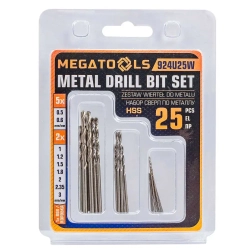 Сверла по металлу, набор 25пр. MEGATOOLS MT-924U25W