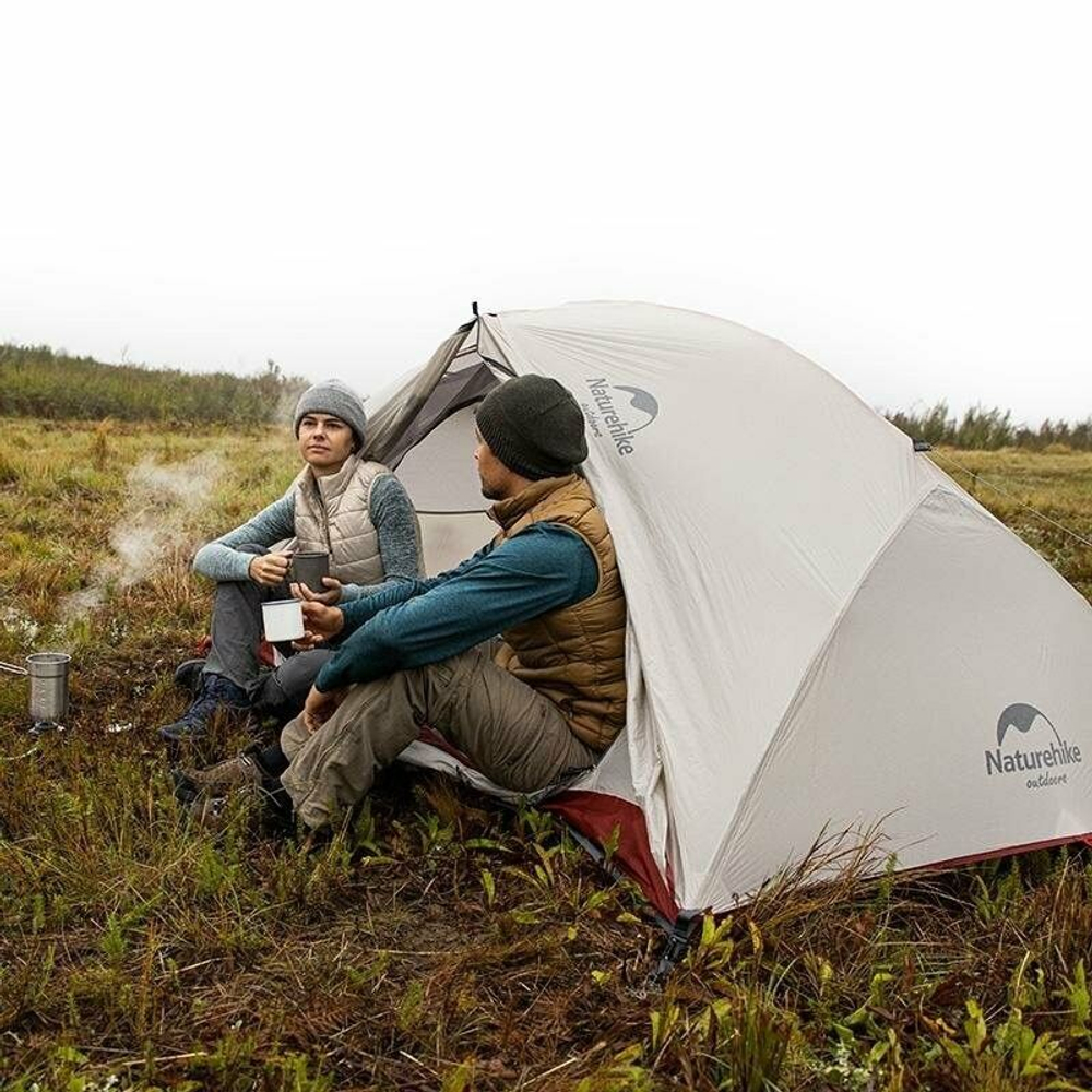 Палатка туристическая Naturehike Star-river 2 NH17T012-T двухместная сверхлегкая с ковриком, серо-черная, 6927595716489