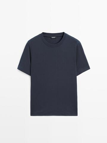Massimo Dutti Футболка интерлок, короткие рукава, темно-синий
