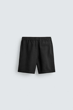ZARA ШОРТЫ КЛАССИЧЕСКОГО КРОЯ ИЗ РЕЛЬЕФНОЙ ТКАНИ, ЧЕРНЫЙ
