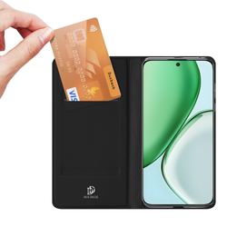 Чехол книжка черного цвета из кожи для Honor Magic 8 Lite, X9d и X70, серия Skin Pro Series от Dux Ducis