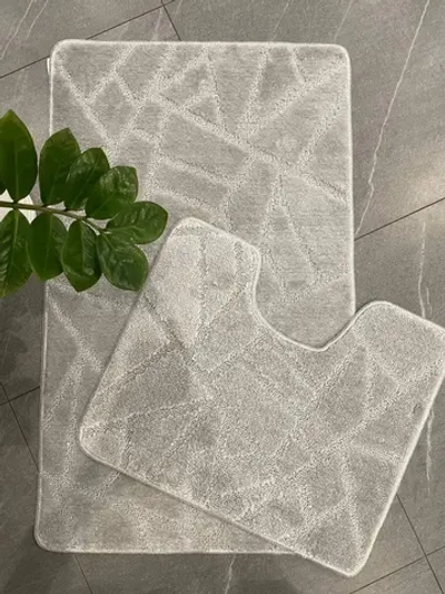 Комплект ковриков для ванной и туалета My Crystal 50*80 и 40*50 Геометрия,Мозайка,светло-серый