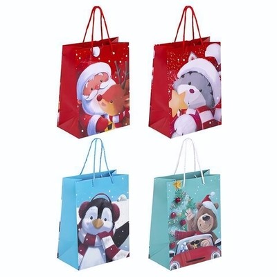 Пакет новогодний 18х10х23см. "Christmas Animals" ассорт. (Золотая сказка)