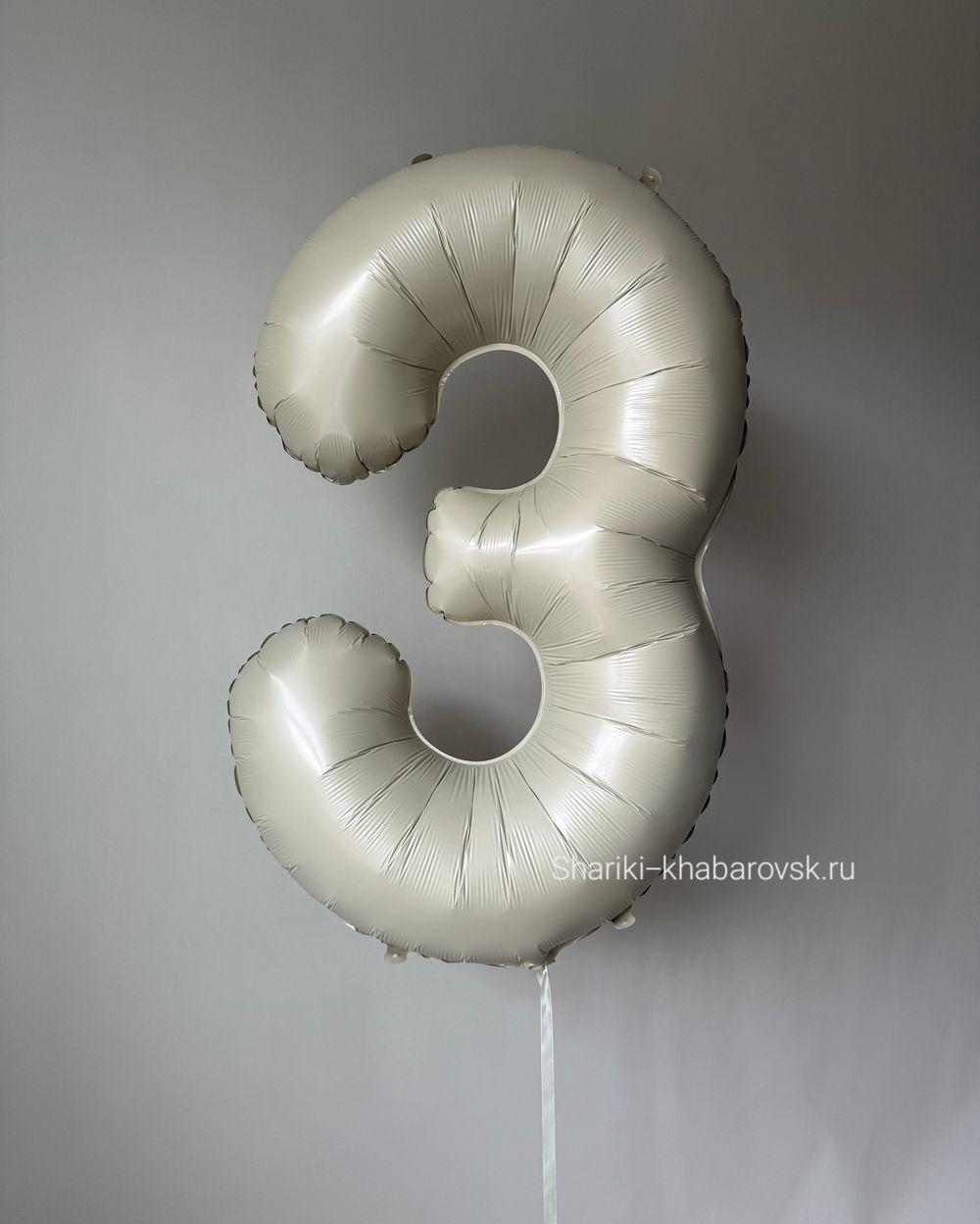 К Шар 32''81 см "Цифра 3" Белый песок Сатин (БГ-60) 