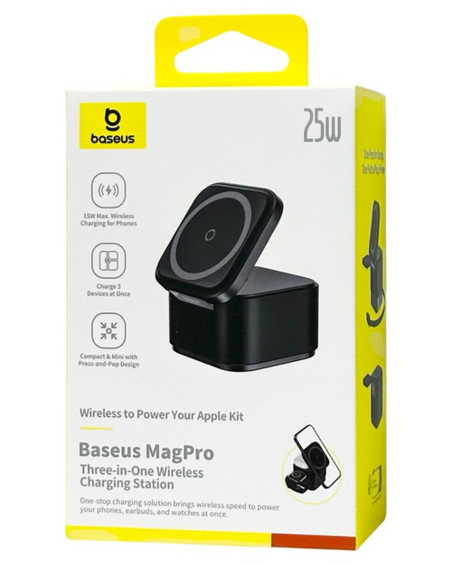 Беспроводная зарядная станция Baseus MagPro 2-in-1 Magnetic Charger 25W черный  P10264100123-01