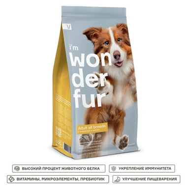 Wonderfur Adult All breeds Индейка/Рис для собак 3 кг