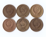 Набор монет (6шт) 5 копеек 1961,62,74,77,78,79гг. XF