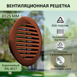 Вентиляционная решетка ASA коричневая D125 ( 8017)
