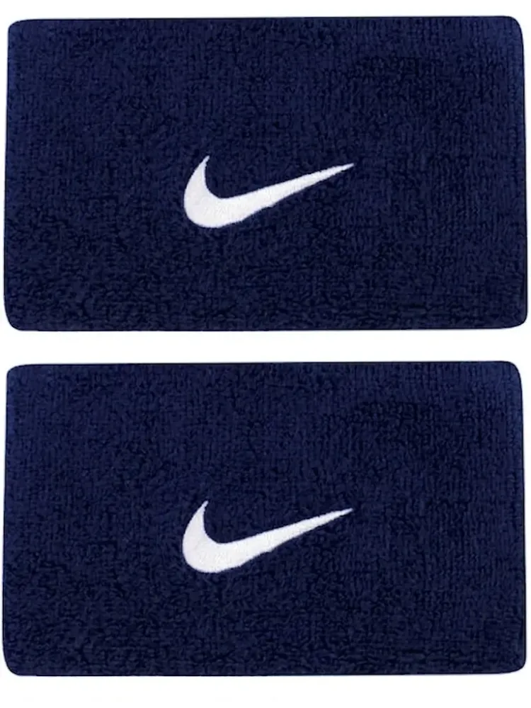 Напульсник теннисный Nike Swoosh Double-Wide Wristbands - obsidian/white