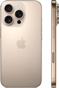 Смартфон Apple A3294 iPhone 16 Pro 256Gb бежевый титан моноблок 3G 4G 2Sim 6.3" 1206x2622 iOS 18 48Mpix 802.11 a/b/g/n/ac/ax/be NFC GPS Protect