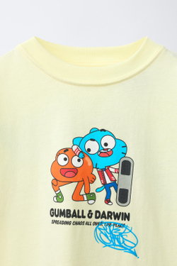 ZARA ФУТБОЛКА С ПРИНТОМ GUMBALL CARTOON NETWORK™, ЖЕЛТЫЙ