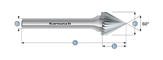Борфреза Karnasch форма J (зенкер с вершиной 60°), твердосплавная