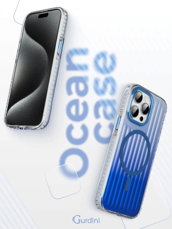 Чехол накладка iPhone 15 Pro Max 6.7" Gurdini Ocean Case (2) Transparent синий