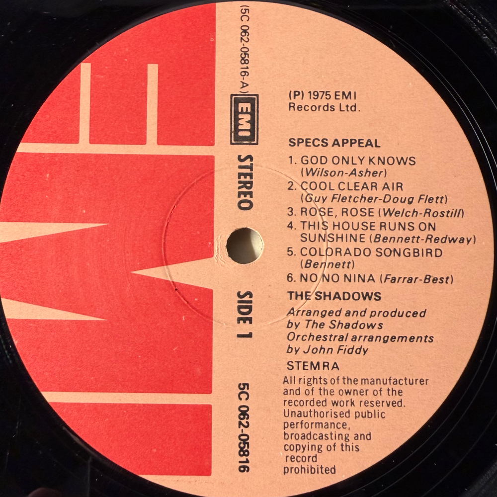 The Shadows ‎– Specs Appeal (Голландия 1975г.)